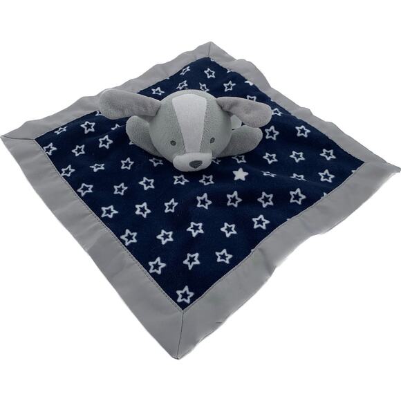 Carters Child Of Mine Lovey Puppy Navy Blue Star Satin Trim Dog Security Blanket - Picture 1 of 14